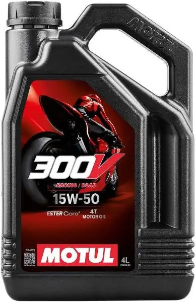 MOTUL 300V 4T Road Racing 15W-50 
 Olio lubrificante per motori da competizione 4T sviluppato per prototipi e motociclette di serie ad alte prestazioni. 
 Contenitore da 4 litri