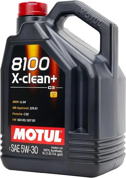 MOTUL 8100 X-CLEAN+ 5W-30 Lubrificante per Motore. 
 Motori a benzina e diesel - Euro 4, 5 e 6 - 100% sintetico. 
 100% sintetico 
 Contenitore da 5 litri.
