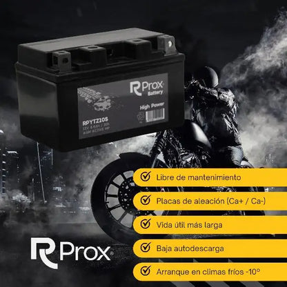 YTZ10S AGM Batteria per Moto ad Alta Potenza 12V 8,6Ah 190Amp. Massima Potenza di Avviamento. Batteria RC Prox Prodotta in Europa.