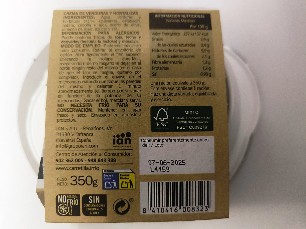 Freccia per verdure e panna 7 unità da 350 GR, piatti pronti in 1 minuto, con ingredienti naturali e senza aggiunta di conservanti, non necessita di freddo per la conservazione, contenitore per microonde.