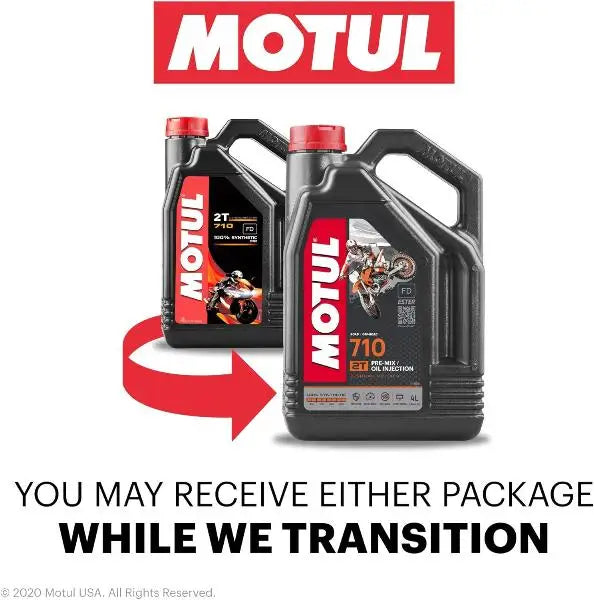 MOTUL 710 2T 
 Lubrificante ad alte prestazioni per motori a 2 tempi 
 Grasso separato o pre-miscelato 
 100% Sintetico – Esteri 
 Contenitore da 4 litri.