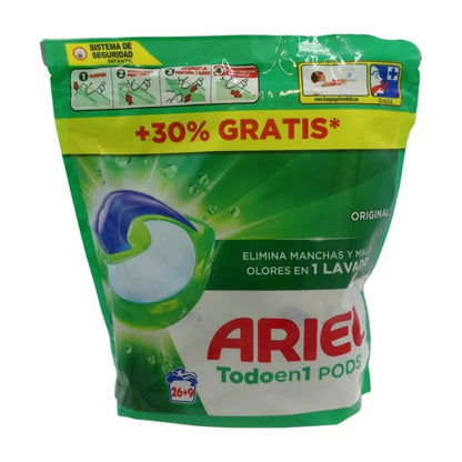 Detersivo liquido Ariel All-in-1 Pods – Confezione da 3 da 26+9 (Totale 105 capsule x 35 g = 1995 grammi) |   Pulizia profonda, dosaggio facile, per lavatrice
