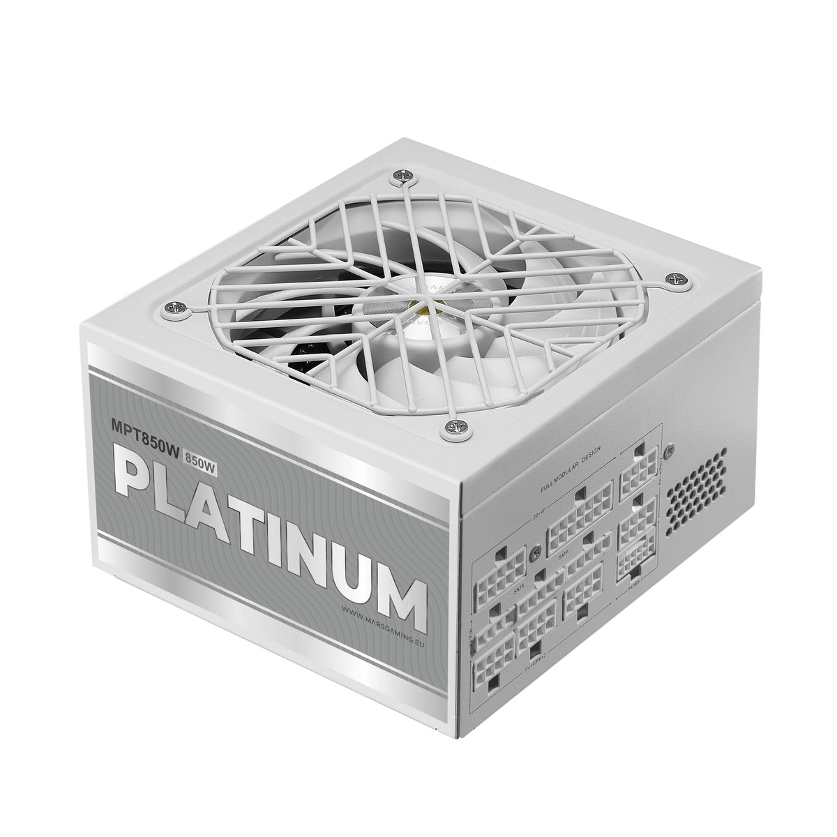 Mars Gaming MPT850 Alimentatore Full Modular 850W 80Plus Platinum, Garanzia di 12 Anni, Compatibile con ATX 3.1 e PCIe 5.1, Efficienza del 92%, DC-DC LLC SMD, Condensatori Giapponesi Toshin Kyogo 105°C, Alimentatore per PC N