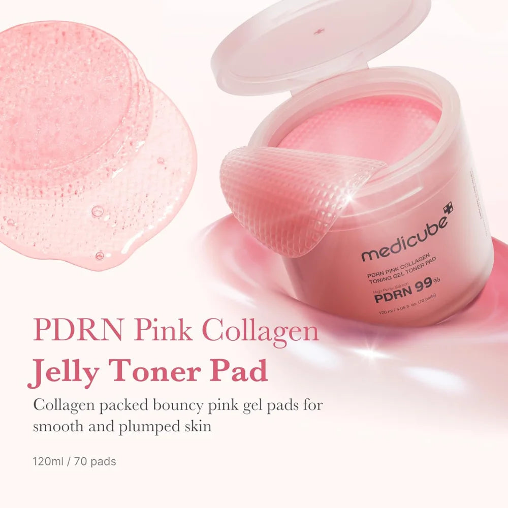 Medicube - PDRN Pink Collagen Toning Gel Pad con niacinamide e centella per idratare la pelle 70 unità