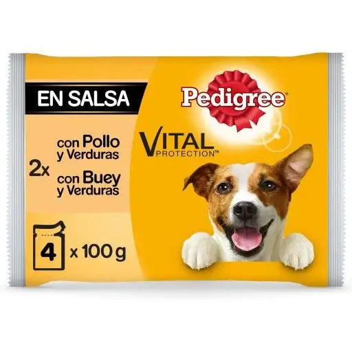 Pedigree Cibo Umido per Cani Multipack al Gusto di Pollo, Manzo con Verdure in Salsa - 4x100 gr