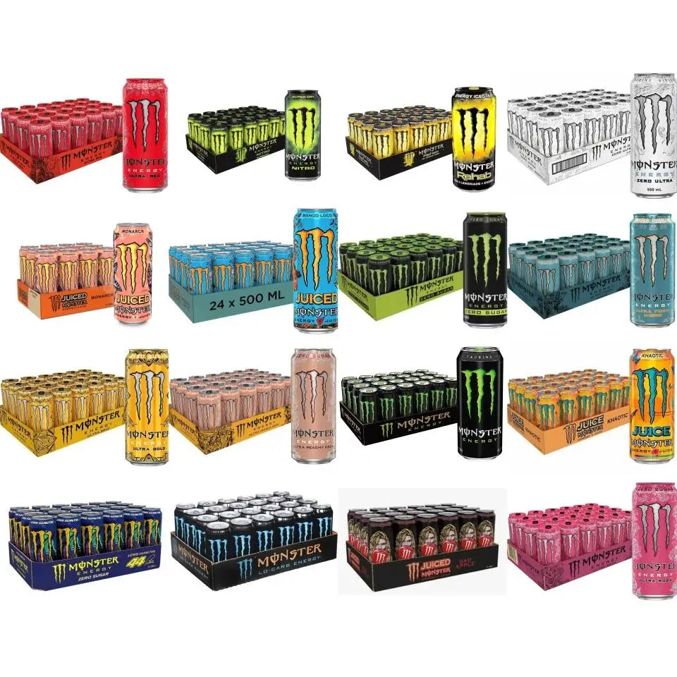 Monster Energy originale di Spagna, tanti modelli, bevanda energetica gusto nazionale, alta qualità, 8 o 24 lattine (verde, blu, bianco, UltraFiesta, Mango, Bad Apple, Assault Gold, Lewis Hamilton, Ultra Paradise). Visita il