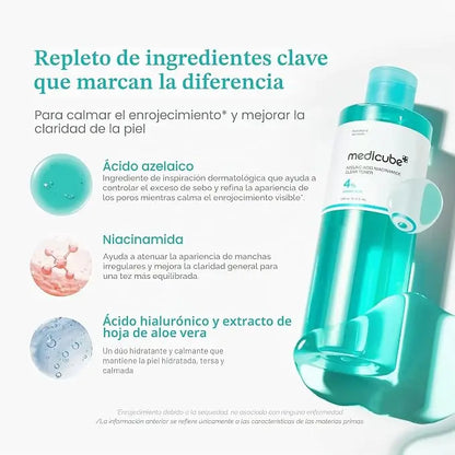 medicube Tonico Chiarificante con Acido Azelaico e Niacinamide | Tonico Purificante con 4% di Acido Azelaico e 2% di Niacinamide | Pori, Sebo e Rossore | Pelle Imperfetta | Cosmetici Coreani | 250ml
