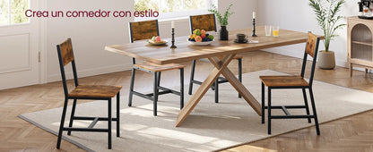 VASAGLE Sedie da pranzo, set di 4, struttura in acciaio, stile industriale, per sala da pranzo, soggiorno, cucina, marrone rustico e nero