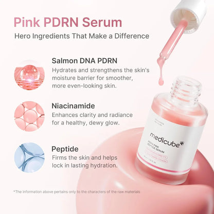 Medicube PDRN Pink Peptide Serum 30 ml | Siero idratante illuminante con PDRN (DNA di salmone), peptidi e niacinamide