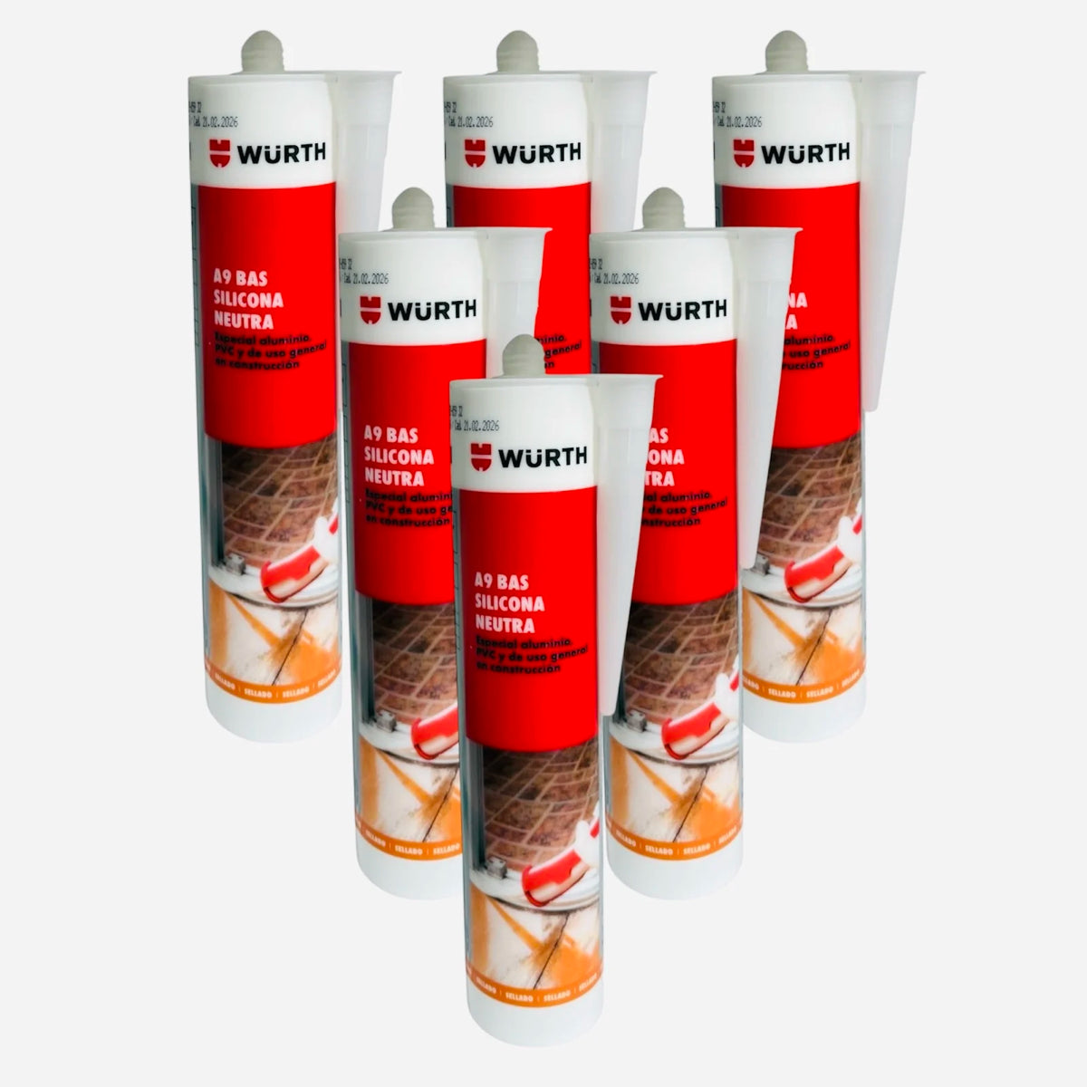 Silicone bianco neutro A9 BAS Würth – 310 ml – Sigillante professionale per alluminio, PVC e costruzioni generali