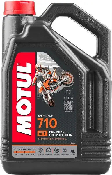 MOTUL 710 2T 
 Lubrificante ad alte prestazioni per motori a 2 tempi 
 Grasso separato o pre-miscelato 
 100% Sintetico – Esteri 
 Contenitore da 4 litri.