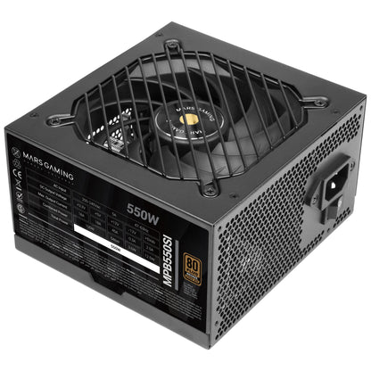 Mars Gaming MPBSI, alimentatore PC ATX, 7 anni di garanzia, bronzo 80Plus 230 V, efficienza del 90%, ventola SI Extreme Silence con nucleo in rame, tecnologia AI2-RPM, DC-DC e SMD, ATX 550 W / 650 W / 750 W / 850 W Fonte PC