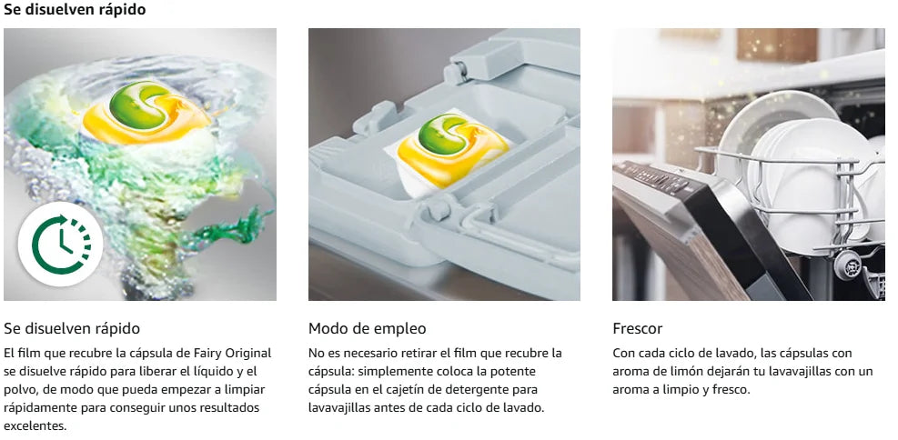 Fairy Original Capsule per Lavastoviglie All-in-One, Limone, 205 Capsule, Efficace Anche su Grassi Secchi