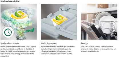 Fairy Original Capsule per Lavastoviglie All-in-One, Limone, 205 Capsule, Efficace Anche su Grassi Secchi
