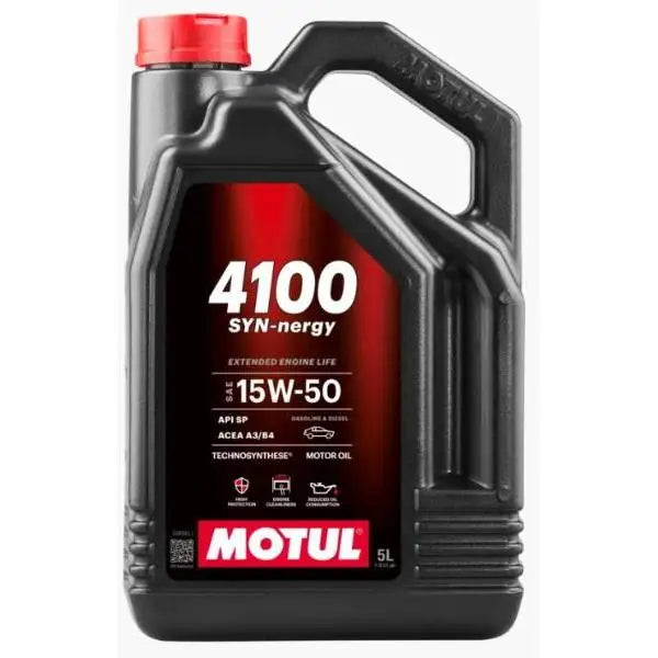 MOTUL 4100 SYN-NERGY 15W-50 
 Olio lubrificante per motori a benzina e diesel. 
 Tecnosintesi ® 
 Contenitore da 5 litri