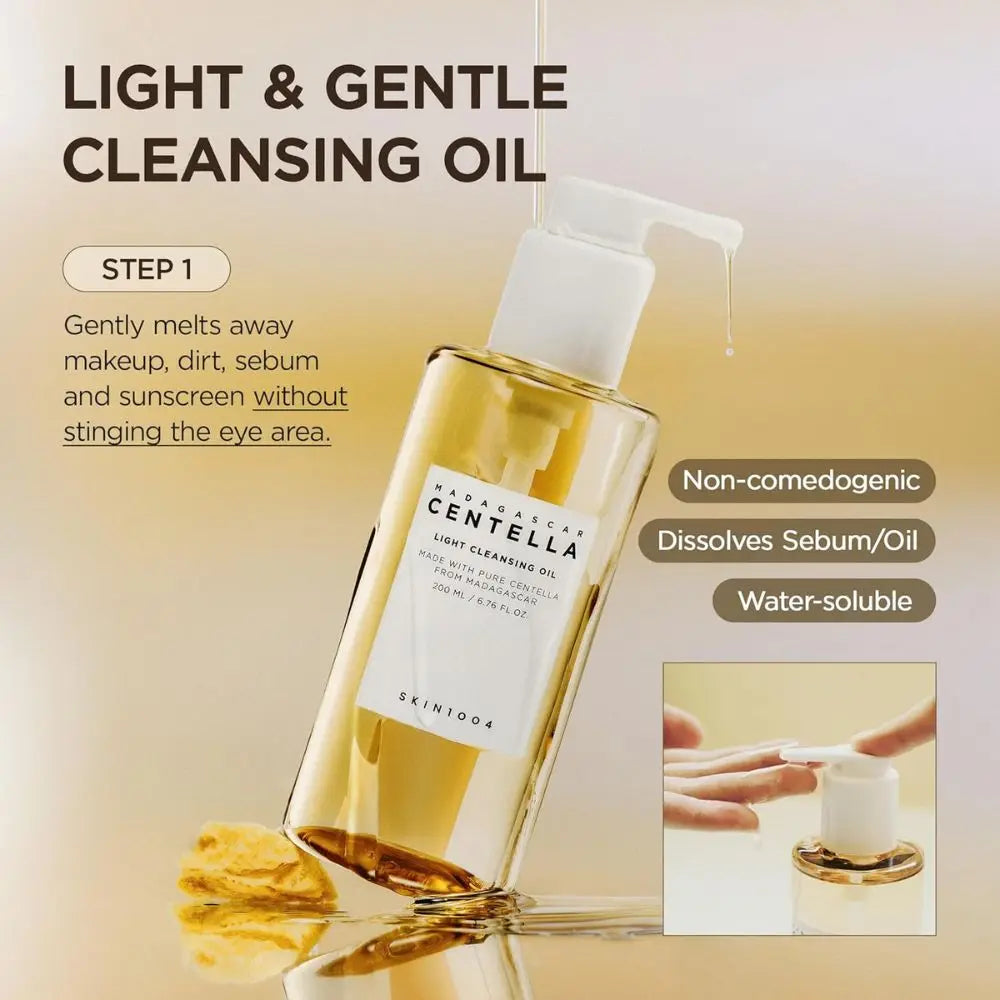 Pack SKIN1004 Madagascar Centella Double Cleansing Duo | Olio Detergente Leggero 200 ml + Schiuma Ampolla 125 ml | Doppia detersione lenitiva che rimuove il trucco e pulisce i pori in profondità