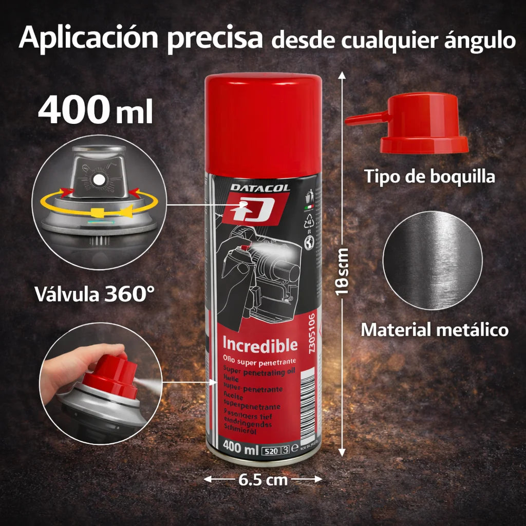 Incredibile Spray Penetrante Professionale DATACOL 400ml – Lubrificante per Viti Arrugginite e Parti Bloccate - 5 in 1