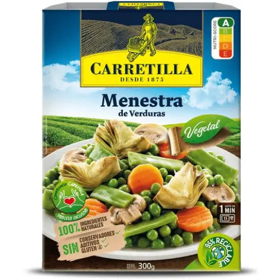 Mandrino per verdure principale 10 unità da 300 g Piatti pronti in 1 minuto, ingredienti vegetali naturali al 100%, senza conservanti, senza additivi e senza glutine.