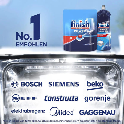 Finish Power All in 1 - Confezione da 5 confezioni da 25+25 (250) compresse o confezione da 2 confezioni da 25+25 (100) compresse per lavastoviglie senza fosfato, con Powerball per rimuovere le macchie di grasso più difficil