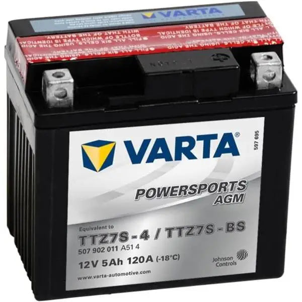 VARTA YTZ7S - TTZ7S 12V 5AH 120A Batteria per Moto +D Dimensioni: 113X70X105