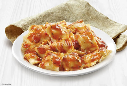 Carrello per ravioli con salsa di pomodoro 10 unità 300 GR Piatti pronti in 2 minuti, con ingredienti selezionati, senza olio di palma o coloranti e senza conservanti