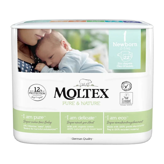 DIAPER ECOLOGICO MOLTEX PURE E NATURE T1 2-5KG 22U