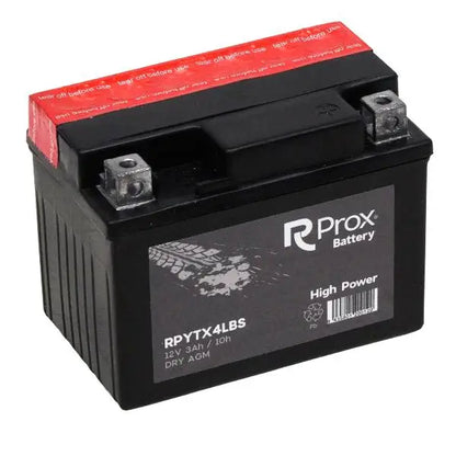 Batteria per Moto YTX4L-BS AGM Alta Potenza 12V 3Ah 40Amp. Massima Potenza di Avviamento. Batteria RC Prox Prodotta in Europa.