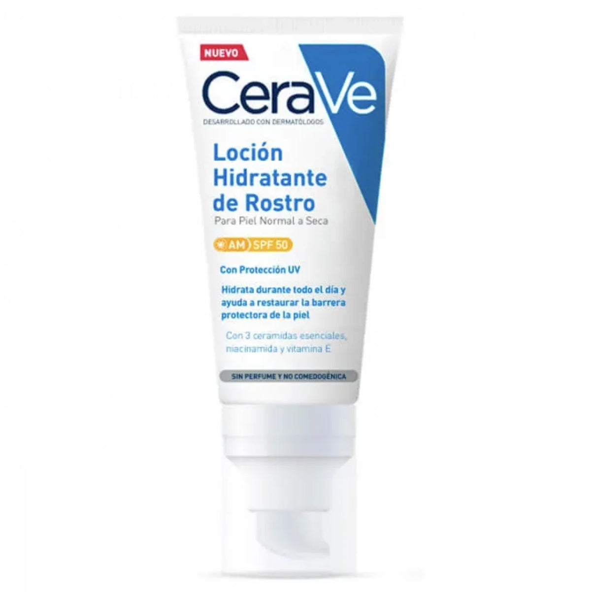 CeraVe - Lozione Viso Idratante AM SPF 50 con Acido Ialuronico e Ceramidi per Pelle Normale a Secca, 52 ml