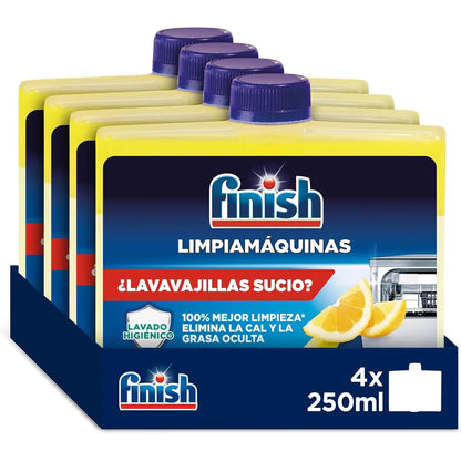 Finish Detergente per Lavastoviglie, Detergente per Lavastoviglie al Profumo di Limone contro cattivi odori, calcare e grasso nella lavastoviglie, 4 unità x 250 ml, Totale 1 litro