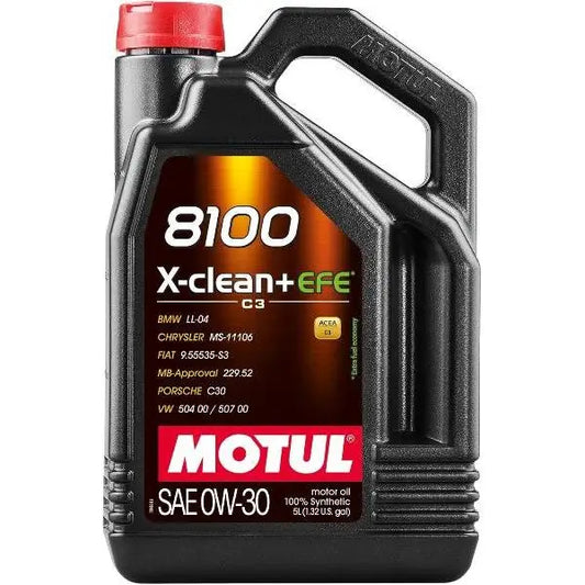 MOTUL 8100 X-CLEAN+ EFE 0W-30 
 Lubrificante per Benzina e Diesel 
 100% sintetico 
 Contenitore da 5 litri.