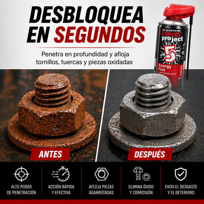 Datacol Lubrificante Spray Multiuso 5-in-1, ad Alte Prestazioni e Lunga Durata, Sciogli-grippa Universale, Rimuove la Ruggine e Protegge dalla Corrosione, 400 ml