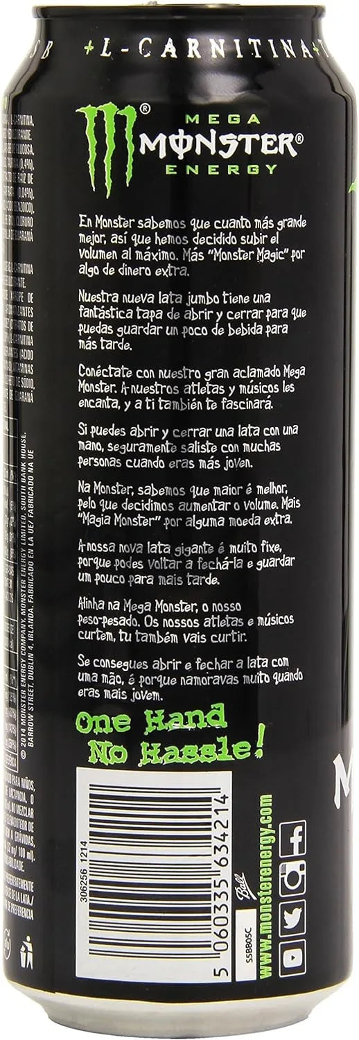 Monster Mega Green - Confezione da 12 lattine da 558 ml - Bevanda energetica rinfrescante