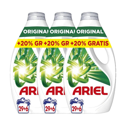 Confezione di Detergente Liquido per Lavatrice Ariel, 35 Lavaggi, 70 Lavaggi o 105 Lavaggi, Originale, Sapone per una Pulizia Migliorata anche con Cicli più Freddi grazie all'Esclusiva Tecnologia di Pulizia a Freddo.
