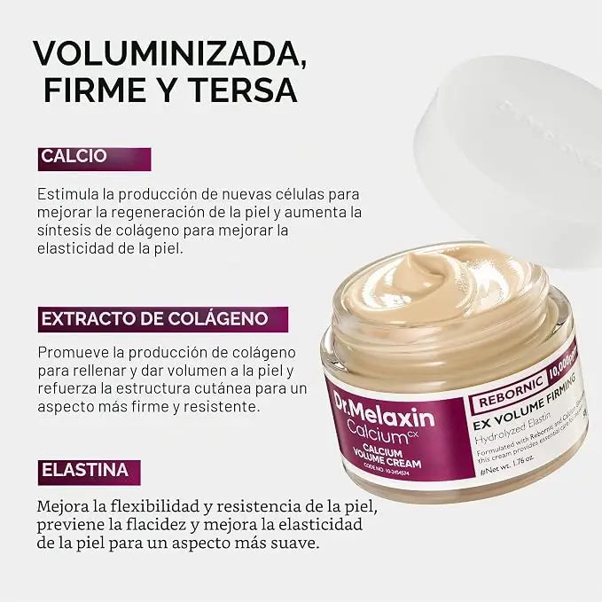 Dr. Melaxin Cemenrete Crema Rassodante Intensa al Calcio | Brevetto REBORNIC 10.000 ppm | Calcio Ionico + Collagene + Elastina + Niacinamide | Rassodante e Volumizzante | Pelle Flaccida e Matura | K-Beauty | 50ml