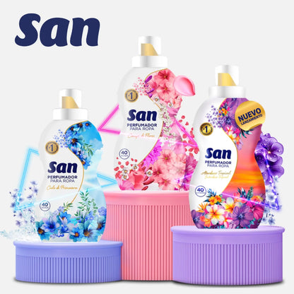 SAN Flower Field Detergente Profumato per Lavatrice, 40 Lavaggi, 800ml, Confezione da 4, Liquido Concentrato per Indumenti, Fragranza Morbida ed Elegante a Lunga Durata, Profumo Floreale con Talco