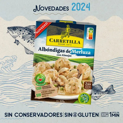 Freccia per polpette Merluza con palpebre 10 UNITÀ da 320 GR (senza glutine, senza zuccheri aggiunti e senza conservanti)