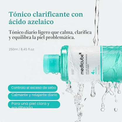 medicube Tonico Chiarificante con Acido Azelaico e Niacinamide | Tonico Purificante con 4% di Acido Azelaico e 2% di Niacinamide | Pori, Sebo e Rossore | Pelle Imperfetta | Cosmetici Coreani | 250ml