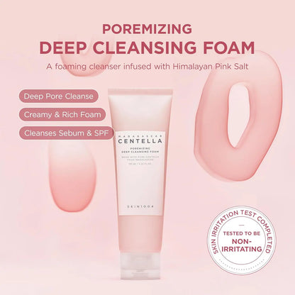 SKIN1004 Madagascar Centella Poremizing Deep Cleansing Foam 125 ml | Detergente viso schiumogeno con centella e sale rosa dell'Himalaya per pori e sebo in eccesso