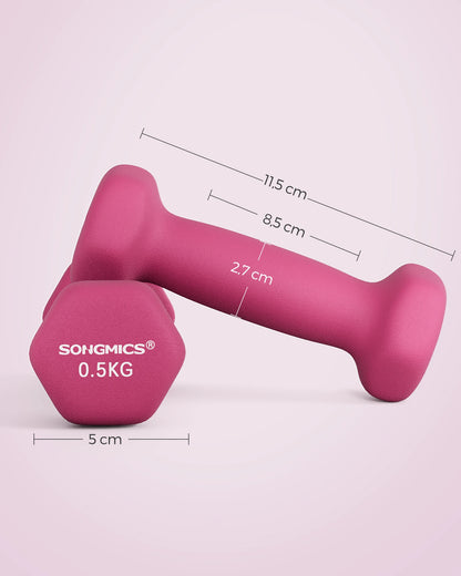 SONGMICS Set di 2 Manubri, 2 x 0,5 kg Manubri Esagonali con Rivestimento in Neoprene per Allenamento di Forza e Fitness a Casa