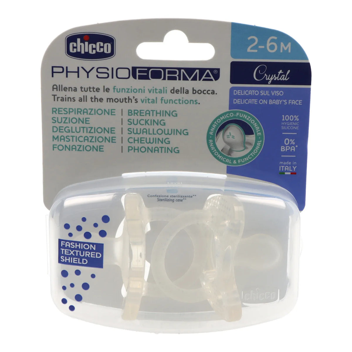 Chicco Physioforma Cristallo Silicone Succhietto 2 - 6 Mesi 2 Unità