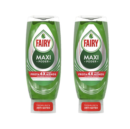 FAIRY Maxi Double Power 900 ml Detergente Liquido per Piatti e Mani 2x450 ml o 4 x 450 ml con Azione Antigrasso, Pulizia Facile di Piatti, Pentole e Padelle più Sporche