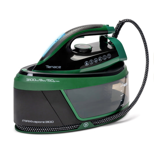 Ferro da Stiro con Caldaia Maxivapore Tenace 3100W – 8 Bar di Pressione, Filtro Anticalcare Estraibile e Piastra Antiaderente – Sistema Stirante Professionale con Blocco di Sicurezza