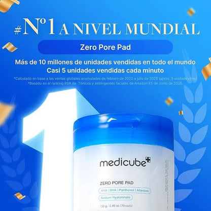 medicube Zero Pore Pad 2.0 | Dischetti Esfolianti con AHA, BHA e Centella Asiatica | Riduce i Punti Neri del 44,9%, il Sebo del 30,5% e i Pori | Doppia Texture | Tutti i Tipi di Pelle | Cosmetici Coreani | 70 pz