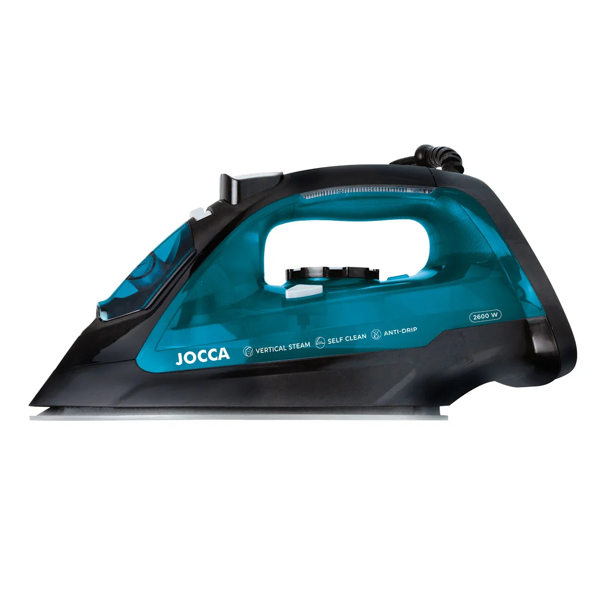 Ferro da stiro a vapore Jocca 2600W con piastra in ceramica, potente getto di vapore e sistema anticalcare per una stiratura rapida