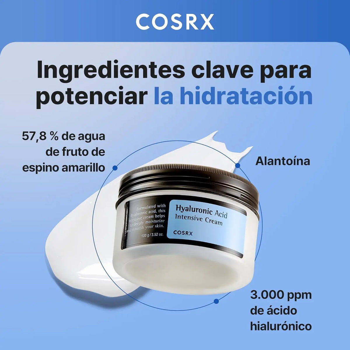 COSRX Crema Intensiva all'Acido Ialuronico 100 ml | Crema viso intensiva con acido ialuronico, idratazione profonda e comfort per la pelle secca e disidratata