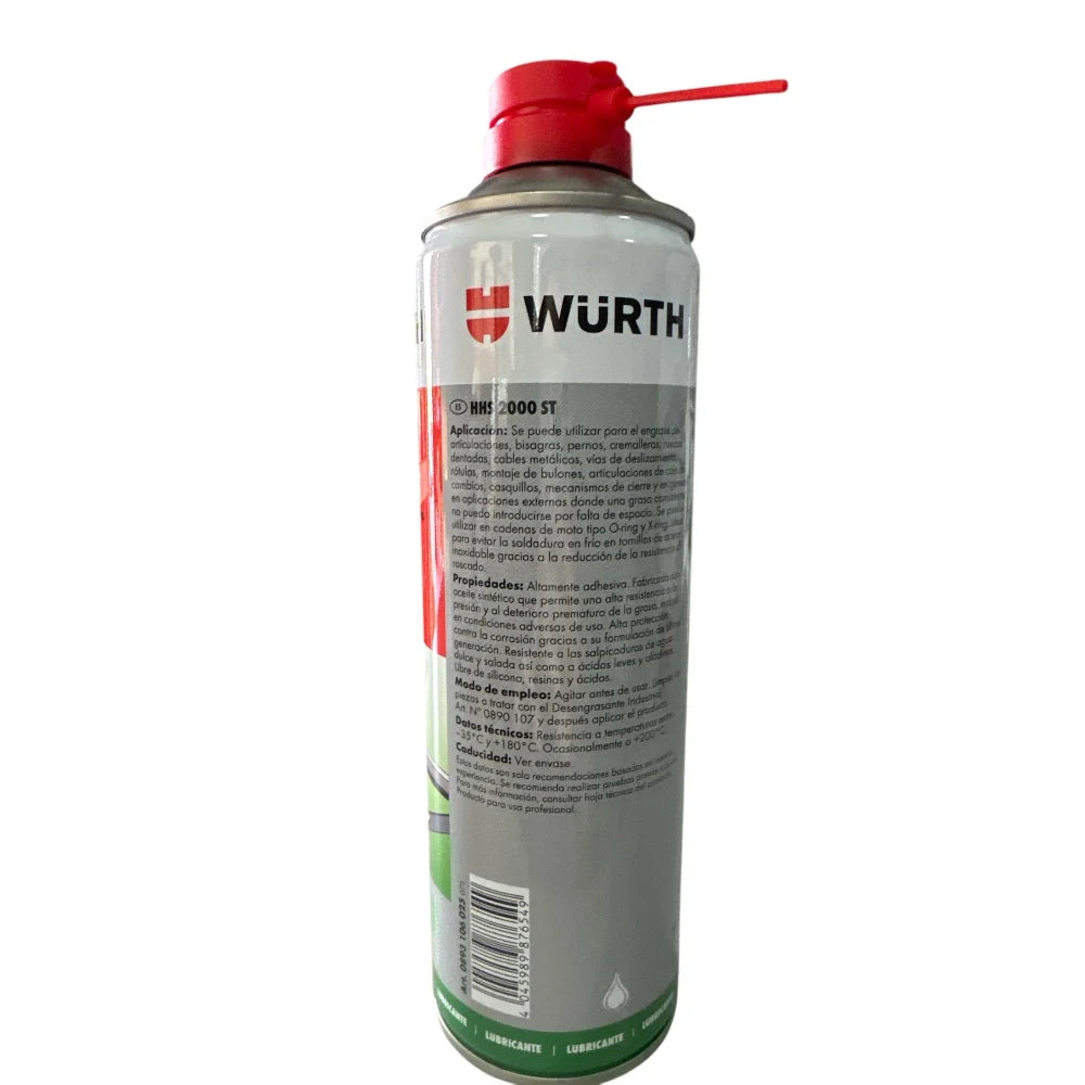Grassa Liquida Universale HHS 2000 ST 500ml Würth - Lubrificante Adesivo, Olio Sintetico, Alta Adesione - Resistente ad alte pressioni e temperature - Lubrifica, protegge e previene la corrosione, privo di siliconi, resine e