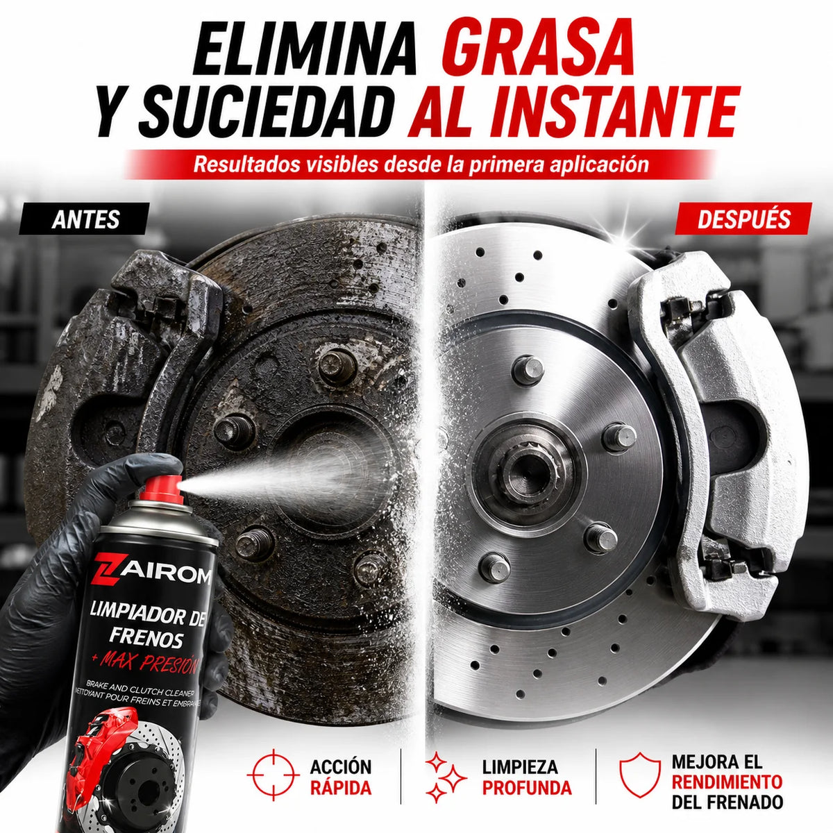 Spray Pulitore Freni 500 ml, Pulisce Freni e Frizione, Asciugatura Rapida Senza Residui, Sgrassatore di Alta Qualità per Auto e Moto - Zairom
