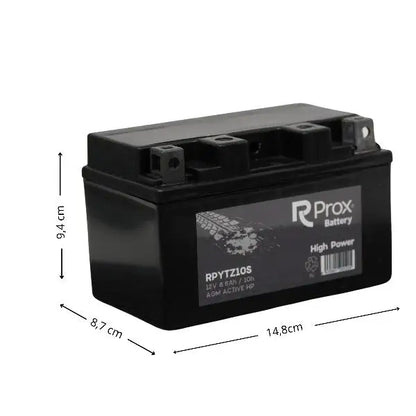 YTZ10S AGM Batteria per Moto ad Alta Potenza 12V 8,6Ah 190Amp. Massima Potenza di Avviamento. Batteria RC Prox Prodotta in Europa.