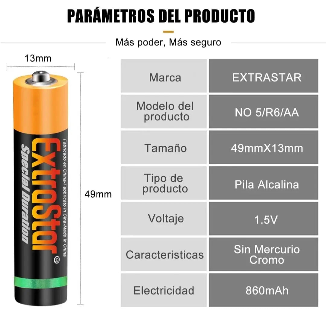 Pile AA e AAA Extrastar da 1,5 V, confezione risparmio da 24, 48 e 60 pezzi. Senza mercurio, non tossiche, adatte a molti dispositivi elettronici e giocattoli. Lunga durata, formato economico famiglia, disponibili due formati