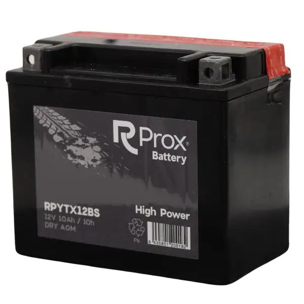 Batteria per moto YTX12-BS AGM ad alta potenza 12V 10Ah 180A. Massima potenza di avviamento. Batteria RC Prox prodotta in Europa.
